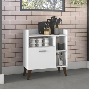 Aparador 1 Porta 3 Nichos 70cm Branco