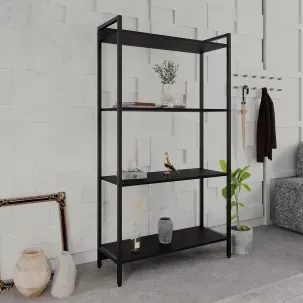 Estante para Livros Industrial Aço Multiuso 4 Prateleiras 146cmx80cm Active Yescasa Preto Onix