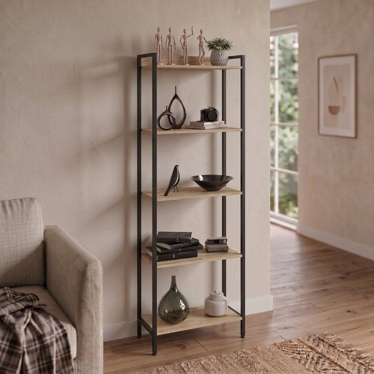 Estante para Livros Industrial Aço Multiuso 5 Prateleiras 187cmx60cm Active Yescasa Carvalho
