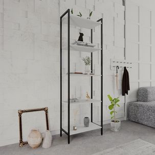 Estante para Livros Industrial Aço Multiuso 5 Prateleiras 187cmx60cm Active Yescasa Branco Chess