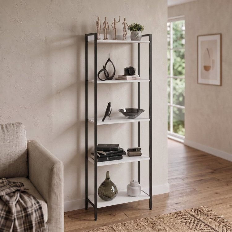Estante para Livros Industrial Aço Multiuso 5 Prateleiras 187cmx60cm Active Yescasa Branco Chess
