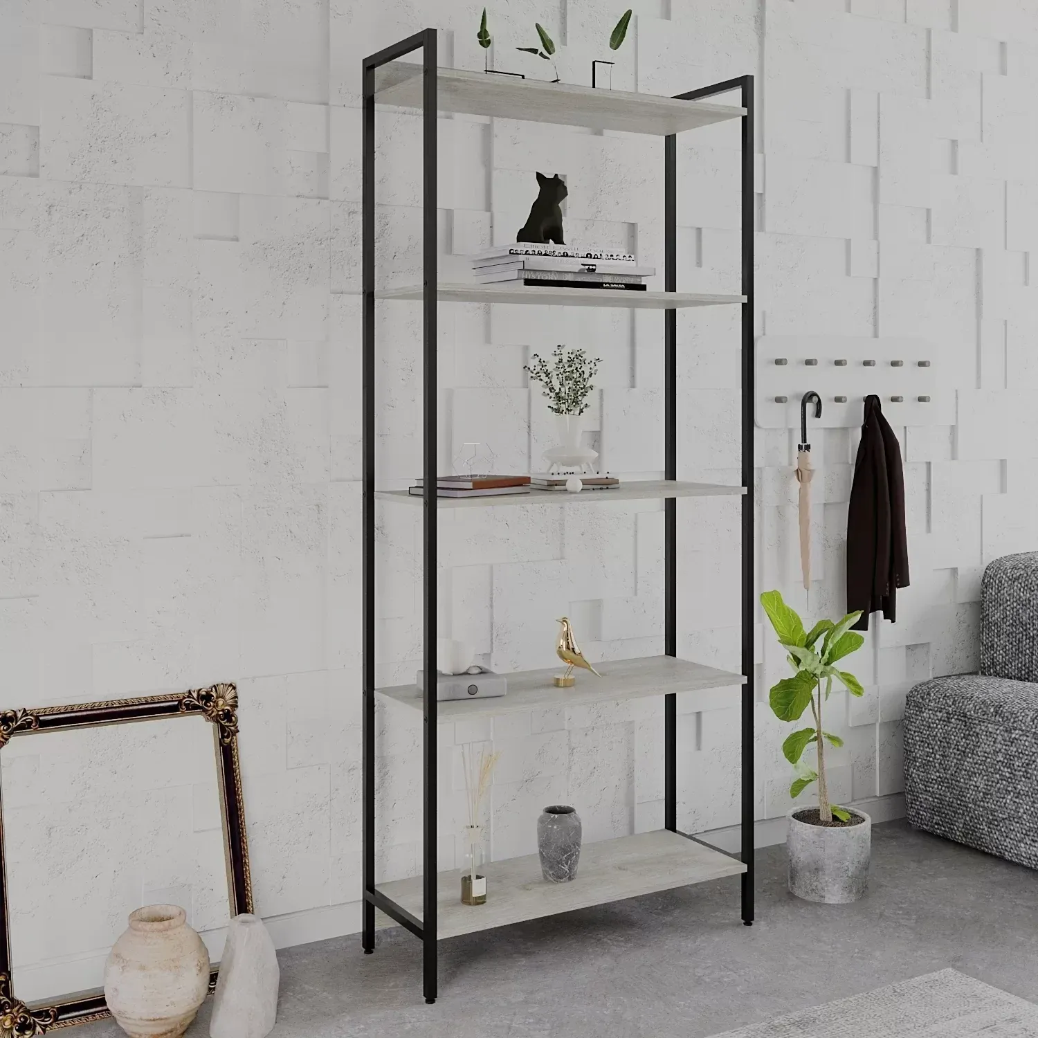 Estante para Livros Industrial Aço Multiuso 5 Prateleiras 187cmx80cm Active Yescasa Snow