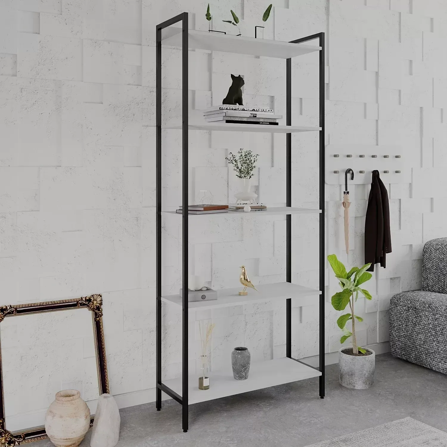Estante para Livros Industrial Aço Multiuso 5 Prateleiras 187cmx80cm Active Yescasa Branco Chess