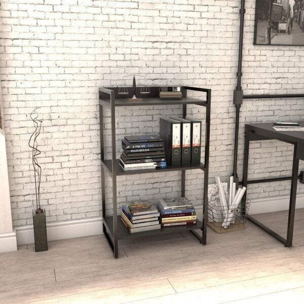 Estante Multiuso 104x60cm 3 Prateleiras Kuadra Preto Onix
