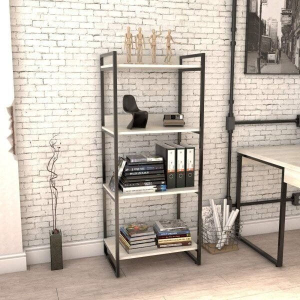 Estante Multiuso 146x60cm com 4 Prateleiras Kuadra Compace Snow