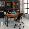 Mesa para Escritório 135cm 2 Gavetas Kuadra Nogal