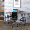Escrivaninha Cavalete 150cm 4 Prateleiras Estilo Industrial Kuadra Carvalho/Preto