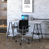 Escrivaninha Cavalete 150cm 4 Prateleiras Estilo Industrial Kuadra Branco Chess/Preto