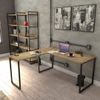 Mesa de Escritório em L Estilo Industrial 1,50Mx1,50M Kuadra Compace Carvalho