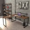 Mesa de Escritório em L Estilo Industrial 1,50Mx1,50M Kuadra Compace Nogal