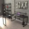 Mesa de Escritório em L Estilo Industrial 1,50Mx1,50M Kuadra Compace Preto Onix