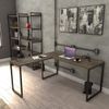 Mesa de Escritório em L Estilo Industrial 1,50Mx1,50M Kuadra Compace Carvalho Dark