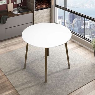 Mesa Millano Redonda com 90 cm Imbuia/Branco - Casatema