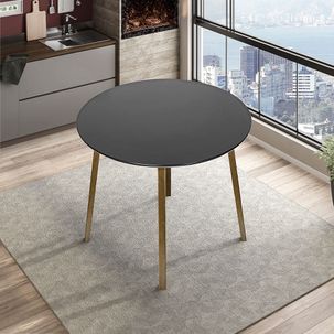 Mesa Millano Redonda com 90 cm Imbuia/Preto - Casatema