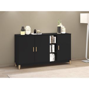 Aparador 3 Portas 3 Nichos Legno Movelbento Preto