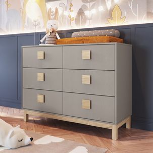 Cômoda Infantil 6 Gavetas Eleva Completa Móveis Gianduia Trama