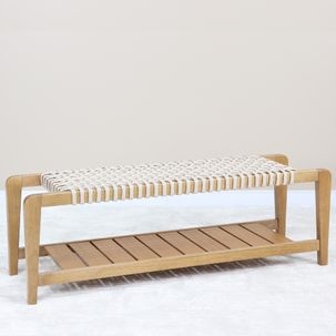 Banco Elegance com 138 cm em Madeira Tauari - Amêndoa/Areia