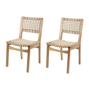 Kit 2 Cadeiras Elegance em Madeira Tauari - Amêndoa/Areia