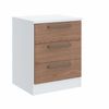 Mesa de Cabeceira Modulada 3 Gavetas Requinte+ Móveis Castro Branco Line/Macadâmia