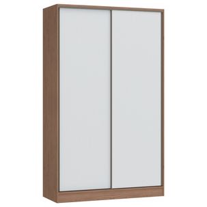 Guarda Roupa Modulado 2 Portas de Correr 2 Gavetas Requinte 100% MDF Macadâmia/Branco Line/Branco Line