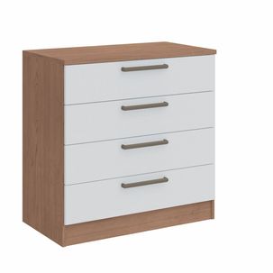 Cômoda Módulo Inferior 4 Gavetas Requinte+ 100% MDF Macadâmia/Branco Line