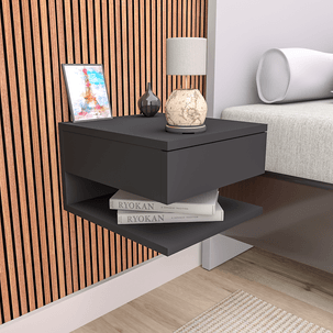 Mesa de Cabeceira Suspensa 1 Gaveta Cinza