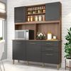 Cozinha Compacta 162cm 5 Portas 2 Gavetas Alice Manchester/Grafite