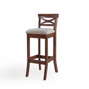 Banqueta Alta Copacabana Estofada - Imbuia/Bege