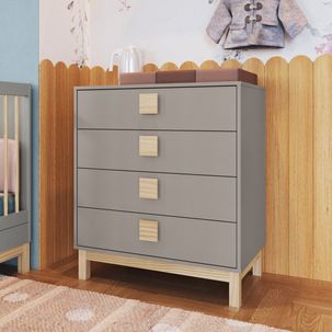 Cômoda Infantil 4 Gavetas Eleva Completa Móveis Gianduia Trama