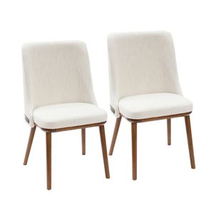 Kit com 2 Cadeiras Estofadas - Pinhão/Bege