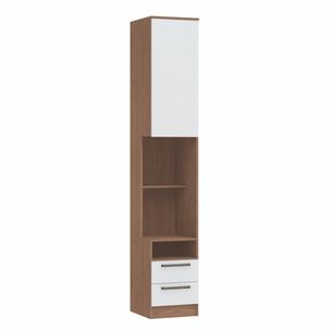 Mesa de Cabeceira Modulada Reto 1 Porta 2 Gavetas Requinte+ 100% MDF Macadâmia/Branco Line