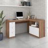 Escrivaninha em L 150x113cm 2 Portas 3 Gavetas MDP BRV Móveis Castanho/Branco