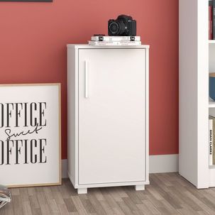 Armário para Escritório Baixo Organizador 1 Porta 1 Prateleira BRV Móveis Branco