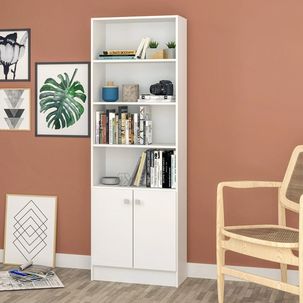 Estante Livreiro 2 Portas 6 Prateleiras MDP BRV Móveis Branco
