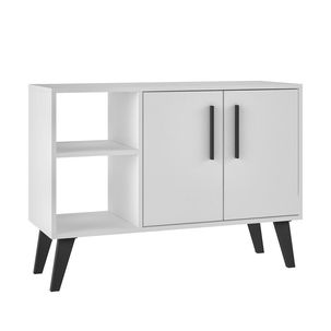 Buffet 2 Portas 2 Nichos Pé Retro MDP BRV Móveis Branco/Preto