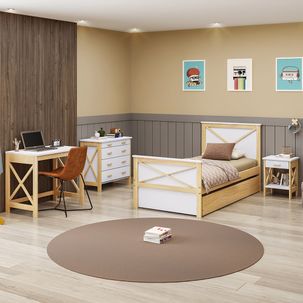 Quarto Completo Juvenil Garden II Branco/Natural - Casatema