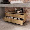 Balcão Gabinete para Banheiro 80cm com Rodízio e 2 Gavetas BN3603 Amendoa