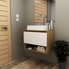 Balcão Gabinete Suspenso para Banheiro 60cm com 1 Porta e Nicho BN3606 Amêndoa/Branco
