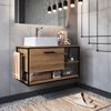 Gabinete Suspenso para Banheiro 80cm com Cuba Preto/Mel