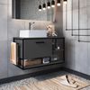 Gabinete Suspenso para Banheiro 80cm com Cuba Preto/Grafite