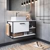 Gabinete Suspenso para Banheiro 80cm com Cuba Preto/Branco