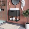 Gabinete Suspenso para Banheiro 50cm com Cuba Preto/Grafite