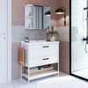 Gabinete para Banheiro 80cm com Espelheira e Cuba Placa e Ponto Branco/Branco