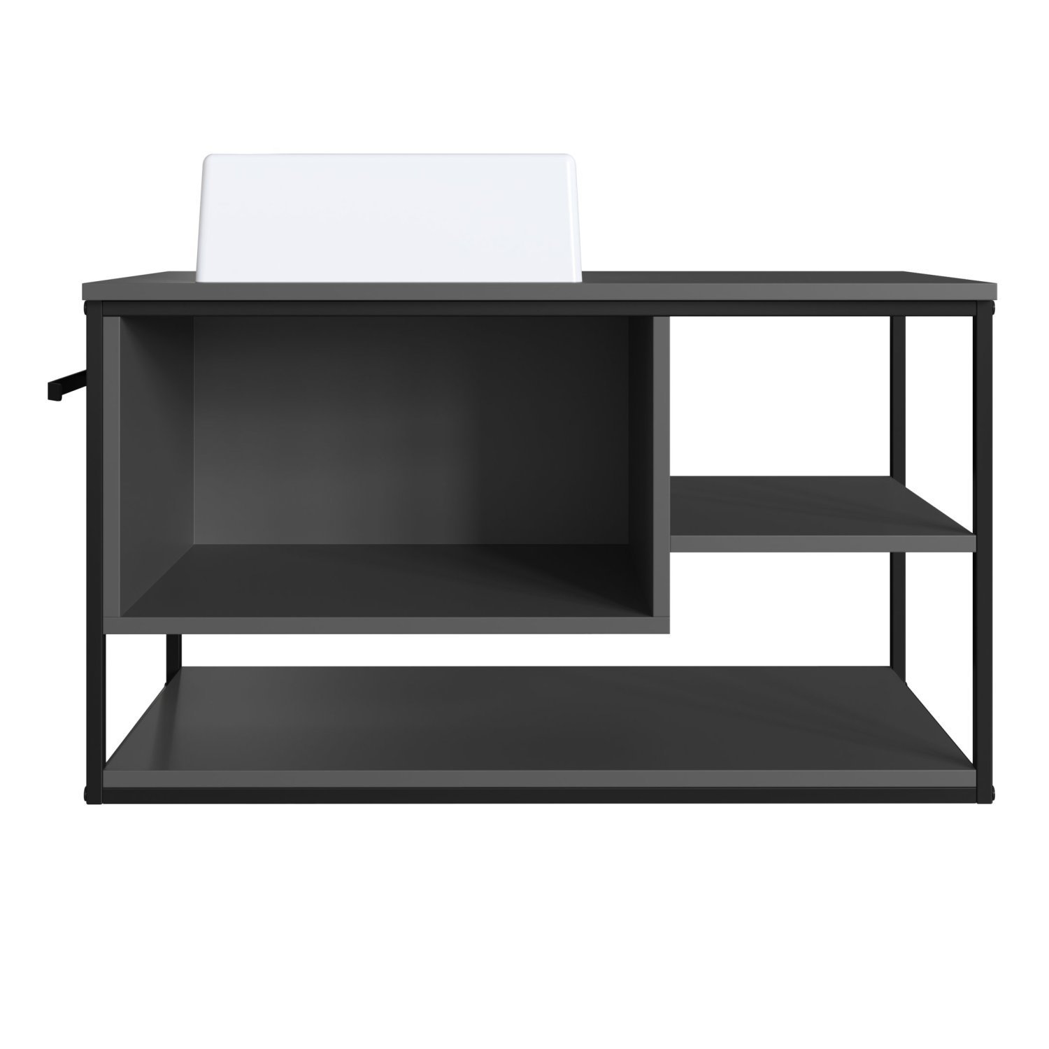 Gabinete Suspenso para Banheiro 80cm com Cuba Preto/Grafite