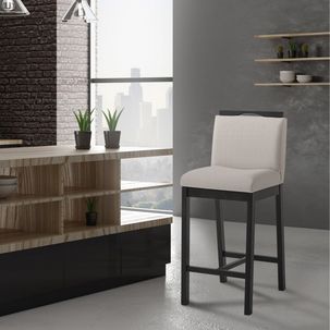 Banqueta Estofada Madeira Maciça Dani Preto