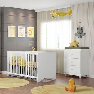 Quarto de Bebê Gutti com Berço e Cômoda - Branco