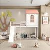 Cama Alta Infantil Club House Sweet com Escorregador Casatema Branco/Rosa