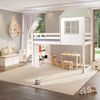 Cama Alta Infantil Cabana Family com Estante Branco/Verde - Casatema