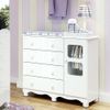 Cômoda Infantil 95cm 1 Porta com Janela e 4 Gavetas Mimo 100% MDF Espresso Móveis Branco Brilho