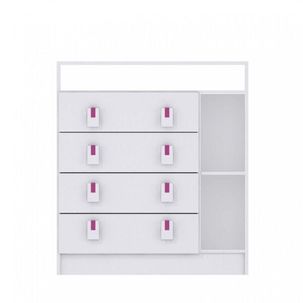Cômoda de Bebê 4 Gavetas Baby Branco/Rosa/Azul